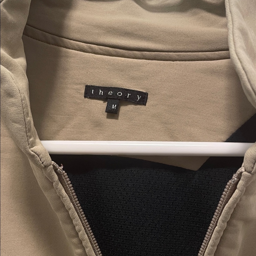 Theory Beige Zip-Up Hoodie